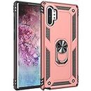 Military Grade Drop Impact for Samsung Galaxy Note 10 Plus Case 6.8 INCH [Note 10+] 5G Metal Rotating Ring Kickstand Holder Magnetic Car Mount Armor Shockproof Case Galaxy Note 10 Pro Case Rosegold