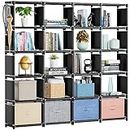 Mavivegue Book Shelf, 20 Cube Storage Organizer, DIY Bookcase, Metal Cube Bookshelf,Tall Book case for Bedroom, Living Room,Office,Closet Storage Organizer, Black Cubicle Storage Rack