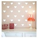 Hearts 4" Set of 39 Wall Pattern Decal Vinyl Stickers (White)