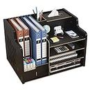 Organizzatore da scrivania in legno aggiornato, grande capacità da scrivania ordinabile organizer per forniture fai da te per ufficio scatola per documenti A4, libri, documenti e quaderni