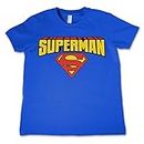 Officiellement Marchandises Sous Licence Superman Blockletter Logo Unisexe Enfant T Shirts - Bleu 5/6 Ans