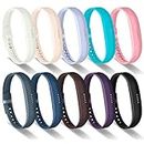 Greeninsync Compatible with Fitbit Flex 2 Accessory Bands, Replacement for Fitbit Flex 2 Soft Silicone Sport Wristbands Strap Large W/Metal Clasps and Fasteners for Fitbit Flex 2 Smart Watch 10 Pack