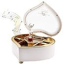 yarlung Ballerina Music Box for Valentine's Day Gift, Rotating Dancing Girl Figurine White Heart Gift Box for Jewelry, Trinket, Mother's Day, Birthday