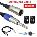 XLR Cable to Male 6.35mm Stereo Jack Cable Lead Audio Mic Headphone Extension
