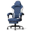 PZDO Gaming Chair with Footrest & Height Adjustable, Chaise Gamer Chair for Teens Adults Kids, High Back Reclining Gaming Chair Ergonomic Pc Chair for Big and Tall People(Blue)