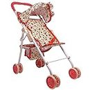 My First Folding Baby Doll Stroller for Toddlers 1-3, 2 Year Old Girls, Little Kids | Baby Stroller for Dolls, Toy Stroller for Baby Dolls with Bottom Storage Basket, Foldable Frame, Canopy, Seatbelt