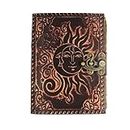DIVYA VINTAGE CRAFT CELESTIAL EMBOSSED LEATHER BLANK JOURNAL SPELL BOOK - dialy palnner for gift book of shadows notebook drawing Diaries (7x5 Inch 200 Pages)
