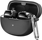 WELCROS Bosee Ultra Open Earbud Case Cover, Soft Silicone, Carabiner Clip, Shockproof Protective Skin, (Black)