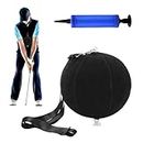 ZNDFTW Golf Training Aids, Golf Swing Training Aid, Golf, Tour Striker Smart Ball Inflatable Impact Ball Posture Correction Practice Trainer Aid with Pump for Beginners and Pros (Black)