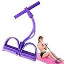 Feezi 4 Tubes Elastic Sit Up Pull Rope with Foot Pedal, Abdominal, Leg, Waist Exerciser for Home Gym Yoga, Fitness