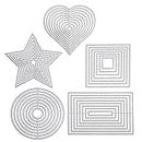 5 piezas troqueles Plantilla de perforación Conjunto geométrico de troqueles de corte cuadrado rectangular círculo estrella marco de corazón gofrado para álbumes de recortes tarjetas manualidades