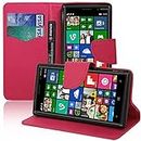 annaPrime Etui Coque Housse pour Nokia Lumia 830 RM-984, Etui Portefeuille Support Video Cuir PU Effet Tissu Couleur Rose