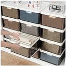 SNSLXH 19QT Upgrade 4 Pack Stackable Storage Bins with 2 lids, Closet Organizers and Storage, Foldable Plastic Drawer Storage for Clothes, Toys, Clear with Black (Plastic)