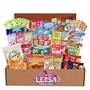 Snack Care Package - 60 Pcs Variety Pack of Treats for Kids and Adults - Snack Box with Cookies, Fun Size Candy, Drink Mix, Peanuts, Pickles, Chips, Noodles, Rice Crispies, Popcorn and More – Gift Basket of Delicious Sweets (Flavours may vary due to availability)