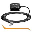 CERRXIAN OBD Power Cable for Dash Camera, OBD to Mini USB OBD Adapter Hardwire Charger Cable 24 Hours Surveillance/Acc Mode with Low Voltage Protection 12-24V to 5V 3A (11.5FT) (Left Angle Mini USB)