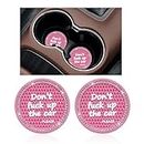Ziciner 2 Pack Bling Car Cup Holder Coaster, 2.75 Inch Anti-Slip Auto Insert Cup Coaster, Crystal Car Drink Cup Mat Perfect for Women Girls, Universal Interior Decor Accessories (Pink)