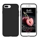iPhone 8 Plus Case,iPhone 7 Plus Case,DUEDUE Liquid Silicone Soft Rubber Slim Cover with Microfiber Cloth Lining Cushion Shockproof Protective Phone Case for iPhone 8 Plus/iPhone 7 Plus, Black