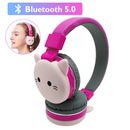 Cute Kids Bluetooth Wireless Headphones Girl Cartoon Cat Rabbit Animal Wireless 