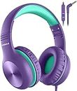 Nabevi Kids Headphones, Childrens Headphones with Microphone, 85/94dB Volume Limit, HD Sound, Sharing Function, Wired Headphones for Kids Boys Girls,Toddler Headphones for School/Travel/Tablet, Purple
