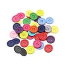 100Pcs 25mm Sewing Resin Flatback Buttons Round Shape 4 Holes Craft Buttons for DIY Crafts Sewing Fasteners Scrapbooking Clothing Accessories Scrapbook Decorations Handmade Ornament (Multicolored)