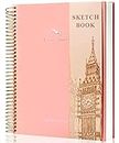 Hardcover Sketchbook for Drawing 8.5 x 11 Spiral Sketch Book for Adults Women Kids with 100gsm 68lb 120 Sheets Premium Paper Sketch Pad for Drawing Books Notebook Art Supplies, Pink