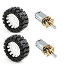 SONICROBO DC N20 MOTOR 3.7V-6V 100 Rpm Micro Metal Gear motor with 43mm wheel for RC Car Robot Toys DIY (2 set)-metal gearbox-ideal for making robots
