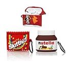 (3Pack) Case for Airpods Pro, XMBYGY Silicone Airpods Pro Case Protective Cover with Cute Funny Skin Design, with Keychain (Doritos+Nutella+Skittles)