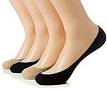 QRAFTINK® Women's/Girl's Anti-Skid Lace No Show Socks/Socks Liner/Socks/Foot Cover combo pack (no show beige & black 2+2)
