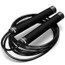EPITOMIE FITNESS Ballistyx Jump Rope - Premium Speed Jump Rope with 360 Degree Spin, Steel Handles, Silicone Grips and 2 x Adjustable Cables - for Crossfit, Gym & Home Fitness Workouts & More (Black)