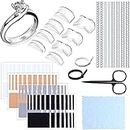 Hicarer Invisible Ring Sizer Adjuster Ring Spacer Ring Guards Ring Sizer Loose Ring Size Reducer with Ring Gauge Measuring Tool Jewelry Polishing Cloth and Scissors for Man and Woman Rings (96 Pieces)