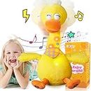 13" Talking Dancing Duck, Repeating What You Say Mimicking Recording Plush Baby Toy Musical English Songs Singing Talking Glowing Animated Twisting Gifts of Lighting Up Funny Toys for Boys Kids