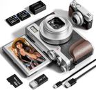 4K Digital Camera 56MP 16X 3'' Flip Screen W/ 2 Batteries For Vlogging Beginner