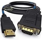 NewBEP HDMI to VGA Adapter Cable, 6ft/1.8m Gold-Plated 1080P Male Active Video Converter Cord Support Notebook PC DVD Player Laptop TV Projector Monitor Etc