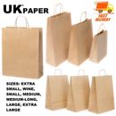 BROWN PAPER BAGS WITH HANDLES SMALL LARGE 100 50 10 FOR GIFT SWEET PARTY CARRIER