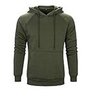 TOLOER Men's Hoodies Pullover Slim Fit Solid Color Sports Outwear Sweatshirts Army Green Large