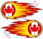 CANADA Canadian Flaming Fireball Fire 5" (125mm) Vinyl Bumper Stickers, Decals x 2