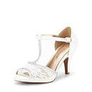 DREAM PAIRS Women's Amore_2 White Fashion Stilettos Open Toe Pump Heel Sandals Size 7 US/ 5 UK