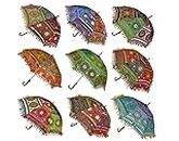 ACU-Art Sun Protection Rajasthani Umbrella Handicraft Walking Stick Umbrella 6 pcs Navratri Decoration Items I Decorative Umbrella
