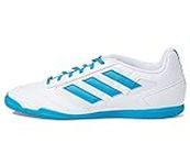 adidas Men's Super Sala 2 Soccer Shoe, White/Bold Aqua/Bold Aqua, 10