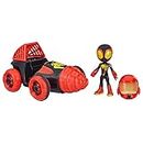 Marvel Spidey and His Amazing Friends Web-Spinners Miles with Drill Spinner, Car Playset with Vehicle, 4-Inch Scale Action Figure and Accessory, Toy Cars for Kids 3 and Up
