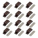 QEDT Cabinet Magnet Latch - Best for Cabinet Doors, Cupboards, Drawers and Shutters - Cabinet Magnetic Latch Easy Install - Magnetic Cabinet Catch Screws Included - Set of 12（Brown）