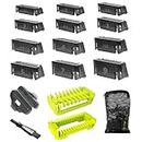 Guide Combs Fits for OneBlade 17 Pcs Hair Guards 0.5/1/1.5/2/2.5/3/3.5/4//4.5/5/7/9 MM for Norelco Oneblade Shaver QP2520 QP2530 QP2630 QP2620 QP2521 QP2522 QP6510…