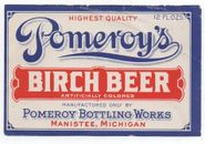 1920s Advertising Label for Pomeroy's Birch Beer Manistee Michigan