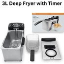 3L Electric Deep Fryer With Variable Temperature Control and Timer Kitchen