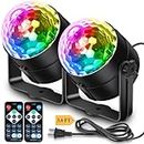 Apeocose 2-Pack Party Decorations Lights Sound Activated Music Sync Disco Ball Decor Light with Remote Control, LED DJ Stage Strobe Light for Birthday Dance Bachelorette Party Supplies Home Room Decor