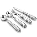 Weighted 7 oz Eating Utensils by Celley, 4pc Stainless Steel Knife Fork Spoon Set for Tremors and Parkinsons Patients