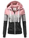 Doublju Lightweight Thin Zip-Up Hoodie Jacket For Women With Plus Size - Pink -