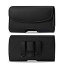 AGOZ for Microsoft Lumia 640, Premium Leather Pouch Case Holster with Belt Clip Belt Loops (to fit The Phone with a Slim Thin Protector Cover) Black
