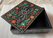 Black Marble Bathroom Accessories Box Multicolor Stones Inaly Work Trinket Box