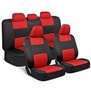 BDK PolyPro Car Seat Covers Full Set in Red on Black – Front and Rear Split Bench Seat Covers, Easy to Install, Accessories for Auto Trucks Van SUV